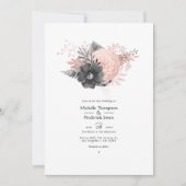 Pastel Blush Pink und Charcoflorale Hochzeit Einladung (Vorderseite)