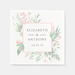 Pastel Blush Pink und Grüne Hochzeit Serviette