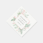 Pastel Blush Pink und Grüne Hochzeit Serviette (Ecke)