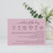 Pastel Blush Pink Wedding Details Order Of The Day Begleitkarte (Stehend Vorderseite)