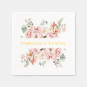 Pastel Blush Rose Botanische Hochzeit Serviette (Vorderseite)