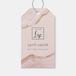 Pastel Blush Rose Gold Agate Marmorlogo Geschenkanhänger