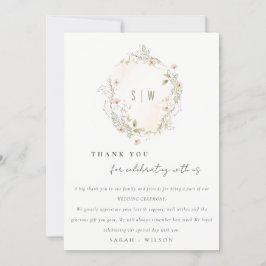 Pastel Blush Wildblume Blumenkraut Hochzeit Dankeskarte
