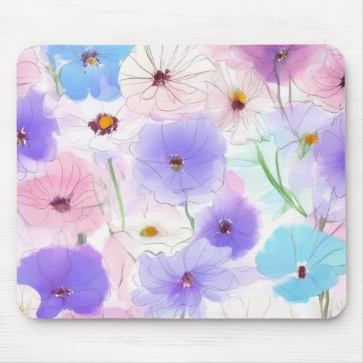 Pastel-Blüten-Flow-Floral-Mauspad Mousepad (Vorne)