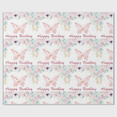 Pastel Blütenbaby Geburtstag Geschenkpapier (Flach)