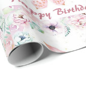 Pastel Blütenbaby Geburtstag Geschenkpapier (Rolleneckpunkt)
