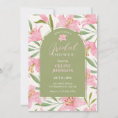 Pastel Blütenblüte Lilienblüte Rosa grünes Brautpa Einladung (Vorderseite)