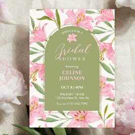 Pastel Blütenblüte Lilienblüte Rosa grünes Brautpa Einladung