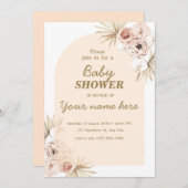 Pastel Boho arch Baby Dusche Einladungen Girl (Vorne/Hinten)