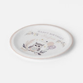 Pastel Boho Baby Owl und Balloons Geburtstag Pappteller (Schrägansicht)