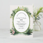 Pastel Boho Blumenarch Tropische Hochzeit Einladung (Stehend Vorderseite)