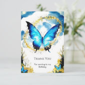 Pastel Boho Butterfly Geburtstag Dankeskarte (Stehend Vorderseite)