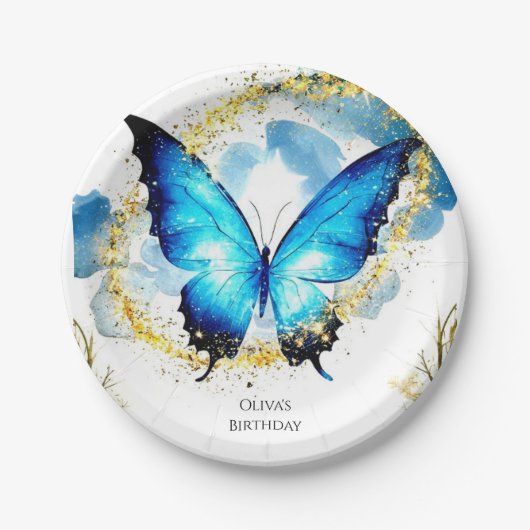 Pastel Boho Butterfly Geburtstag Pappteller (Vorderseite)