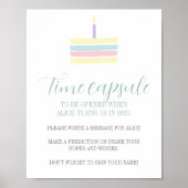 Pastel boho cake 1st Birthday Time Kapsel Poster (Vorne)