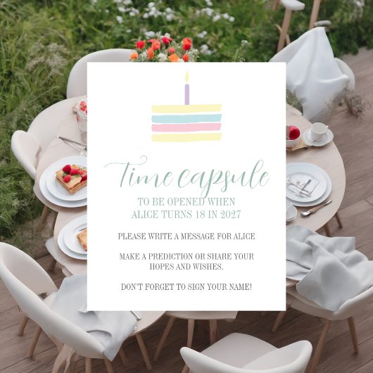 Pastel boho cake 1st Birthday Time Kapsel Poster