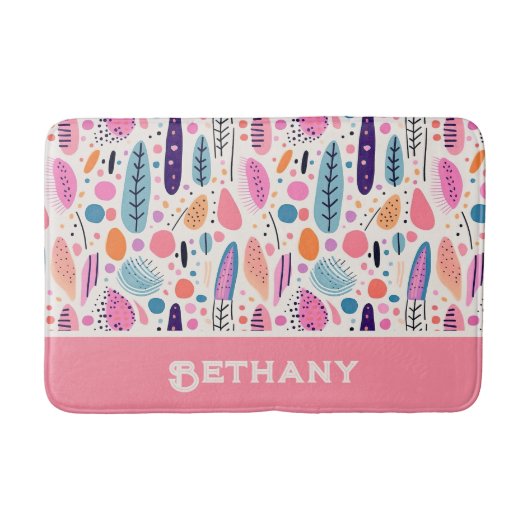 Pastel BOHO Chic Botanischer Muster Individuelle N Badematte (Vorderseite)