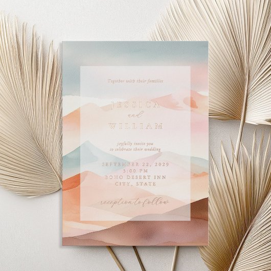 Pastel Boho Desert Wedding Folieneinladung