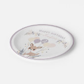 Pastel Boho Fawn und Balloons Geburtstag Pappteller (Schrägansicht)