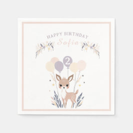 Pastel Boho Fawn und Balloons Geburtstag Serviette