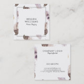 Pastel boho Feathpattern Quadratische Visitenkarte (Vorne/Hinten)