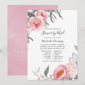 Pastel Boho Floral Baby oder Brautparty per Mail Einladung (Vorne/Hinten)