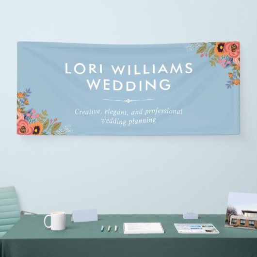Pastel Boho Floral Bouquets Geschäftsname Banner (Messe)
