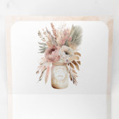 Pastel Boho Floral Mason Jar QR Code Wedding Dreifach Gefaltete Einladung (Innen Erste Seite)