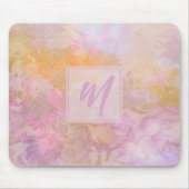 Pastel Boho Floral Pattern Chic Monogram Mousepad (Vorne)