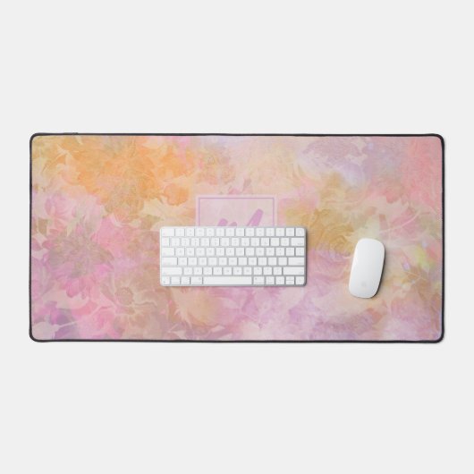 Pastel Boho Floral Pattern Chic Script Monogram Schreibtischunterlage (Tastatur & Maus)