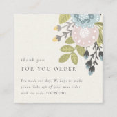 Pastel Boho Floral vielen Dank für die Ermäßigung  Quadratische Visitenkarte (Vorderseite)