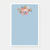 Pastel Boho Florals White Monogram Post-it Klebezettel (Vorderseite)