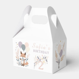 Pastel Boho Fox und Balloons zum Geburtstag Geschenkschachtel