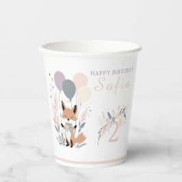 Pastel Boho Fox und Balloons zum Geburtstag Pappbecher