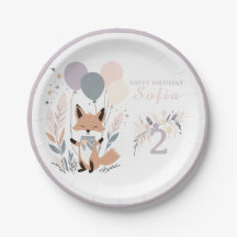 Pastel Boho Fox und Balloons zum Geburtstag