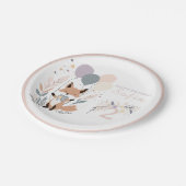 Pastel Boho Fox und Balloons zum Geburtstag Pappteller (Schrägansicht)