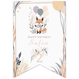 Pastel Boho Fox und Balloons zum Geburtstag Wimpelkette