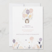 Pastel Boho Igel und Balloons Geburtstag Einladung (Rückseite)
