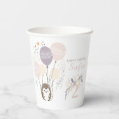 Pastel Boho Igel und Balloons Geburtstag Pappbecher (Rückseite)
