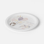 Pastel Boho Igel und Balloons Geburtstag Pappteller (Schrägansicht)