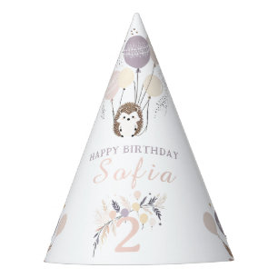 Pastel Boho Igel und Balloons Geburtstag Partyhütchen