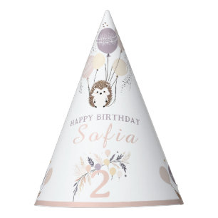 Pastel Boho Igel und Balloons Geburtstag Partyhütchen