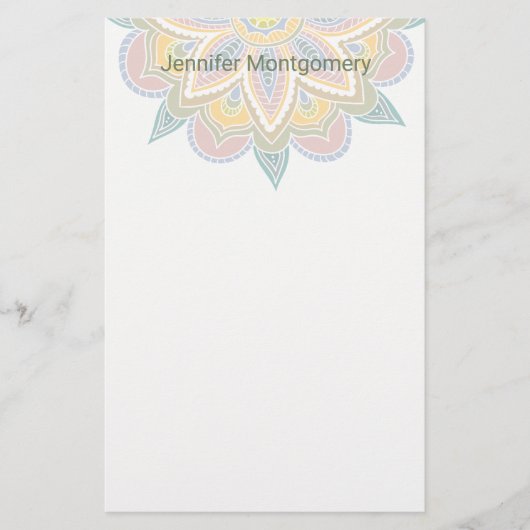 Pastel BoHo Mandala Custom Stationery Briefpapier (Vorderseite)