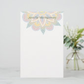 Pastel BoHo Mandala Custom Stationery Briefpapier (Stehend Vorderseite)