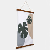 Pastel Boho Monstera Verlasst Bio ästhetische Wal Wandteppich Mit Holzrahmen (Gewinkelt)