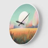 Pastel Boho Mountain Landscape Nature Clock Große Wanduhr (Winkel)