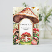 Pastel Boho Mushroom Birthday Dankeskarte (Stehend Vorderseite)