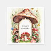 Pastel Boho Mushroom Birthday Serviette (Vorderseite)