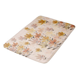 Pastel Boho Mustard Yellow Wildblumen Badematte