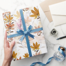 Pastel Boho Mustard Yellow Wildblumen Geschenkpapier
