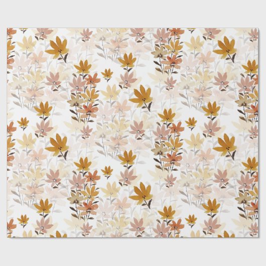 Pastel Boho Mustard Yellow Wildblumen Geschenkpapier (Flach)
